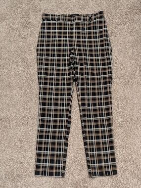 Forever 21 Classic Plaid Ankle Pants - Yellow & Black - Size Medium